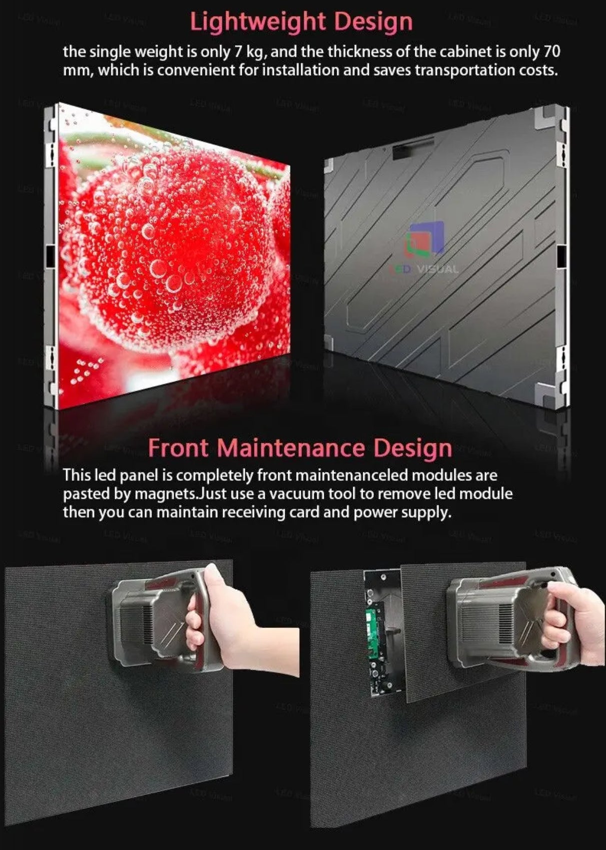 LED Display Board
GOB Design
Front Service
3840Hz+110V