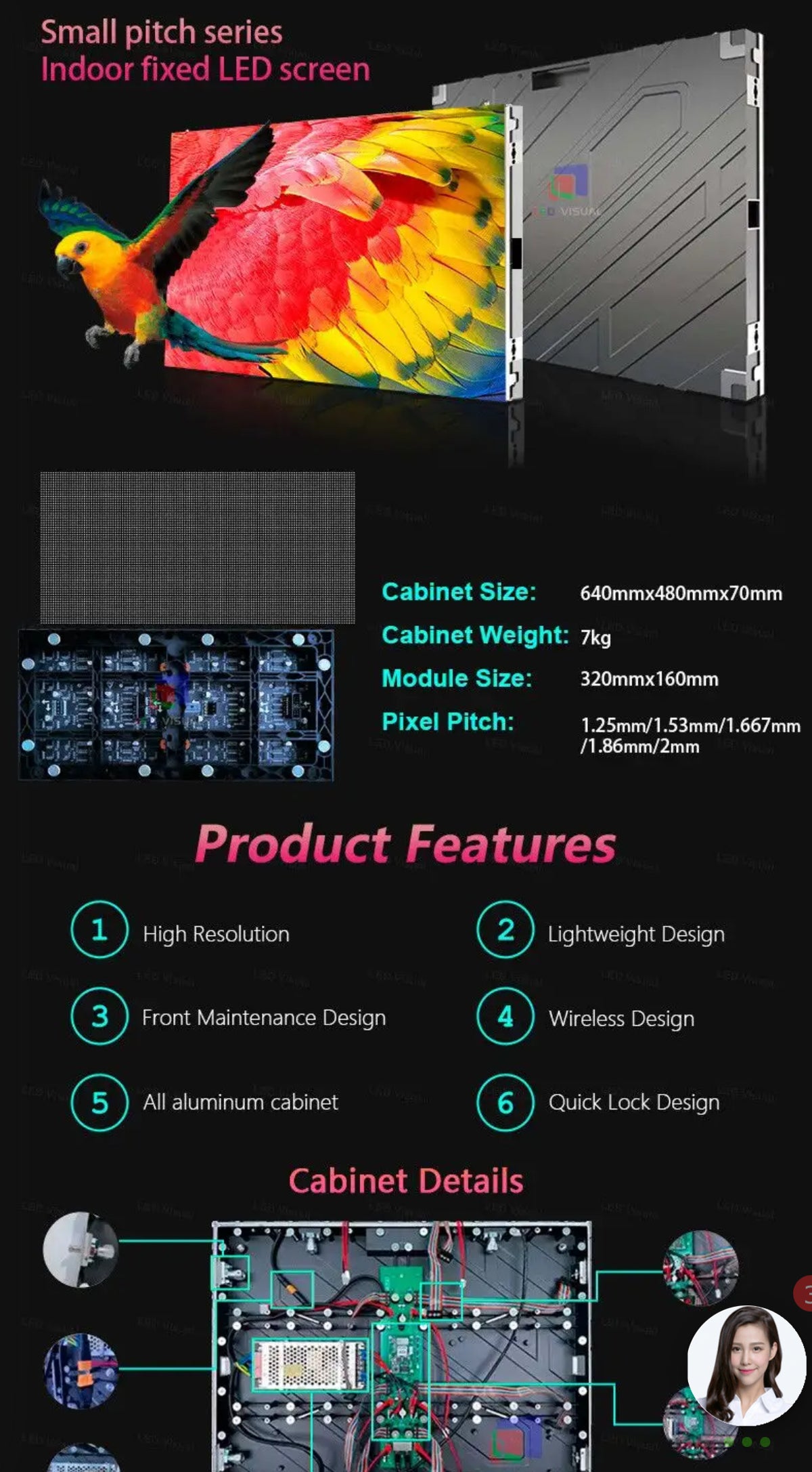 P1.89 LED Video wall Indoor Fixed GOB Front Service