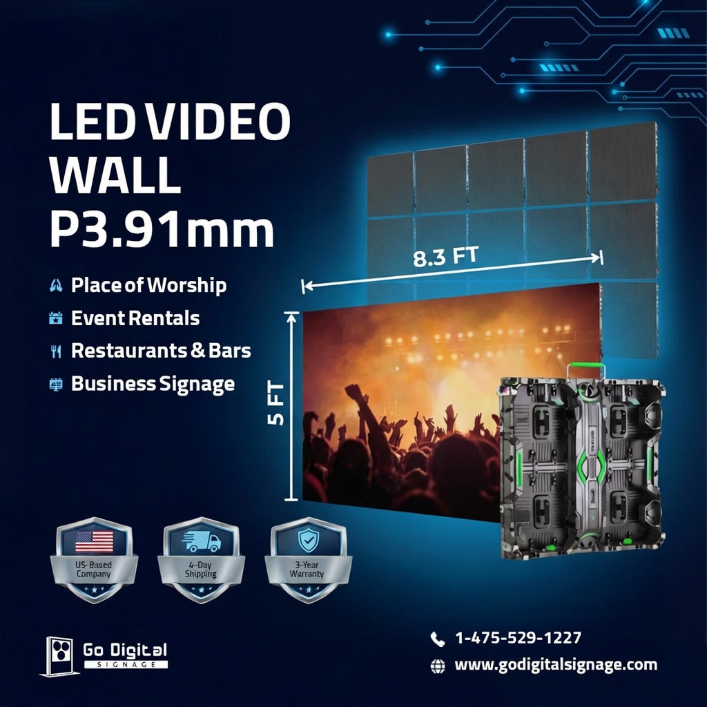 P3.91 LED Video Wall Package 8.3ft X 5ft